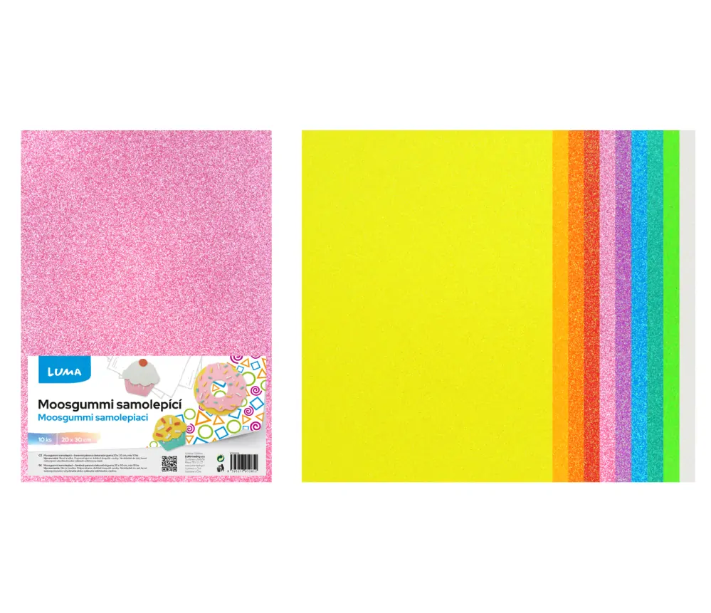 MOOSGUMMI A4 MIX GLITR PASTEL SAMOLEPÍCÍ LUMA
