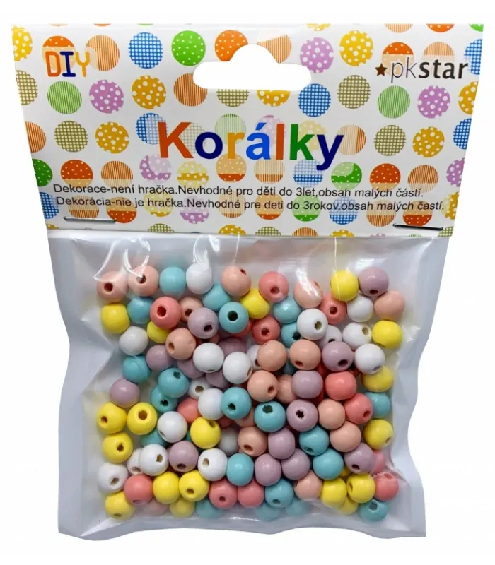 KORÁLKY DŘEVĚNÉ PASTELOVÉ 8MM/ 130KS