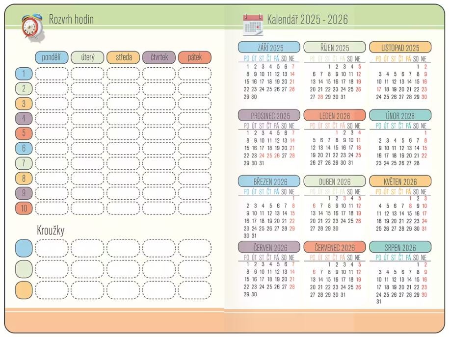 ŠKOLNÍ DIÁŘ STUDENT SMILEY 2025/26 - ČESKÉ KALENDÁRIUM