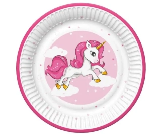 TALÍŘ PAPÍROVÝ VELKÝ PINK HEART UNICORN 030501