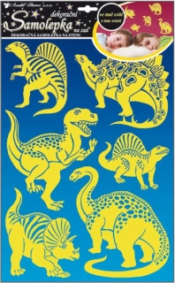 SAMOLEPKA NA ZEĎ SVÍTÍCÍ VE TMĚ S 41x29 cm DINOSAUŘI