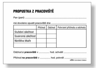PROPUSTKA A7 BLOK 100 LISTŮ