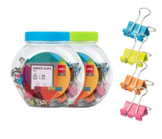 BINDER CLIP 19mm, DÓZA 25ks, BAREVNÉ DELI E8558  MIX