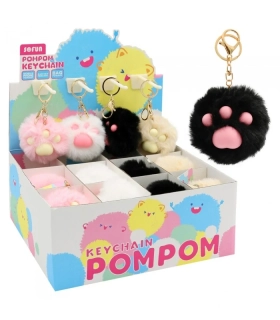 PLYŠOVÁ KLÍČENKA POMPON KOČIČÍ PACKA MIX