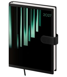 DENNÍ DIÁŘ A5 TONE S MAGNETICKÝM POUTKEM ČERNÁ-ZELENÁ