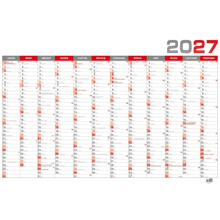 NÁSTĚNNÝ KALENDÁŘ B1 ČERVENÝ 2027